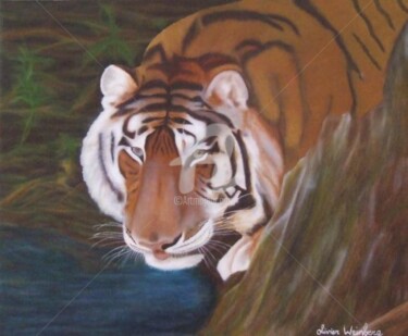 Painting titled "TIGRE" by Olivier Weinberg, Original Artwork, Oil