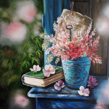 Painting titled "Цветы" by Iryna Lubera, Original Artwork, Oil