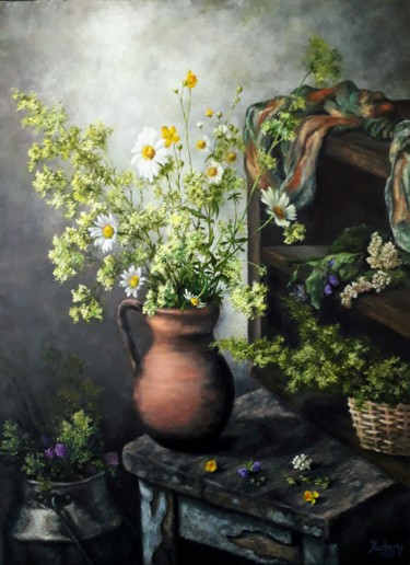Painting titled "Летний букет" by Iryna Lubera, Original Artwork, Oil