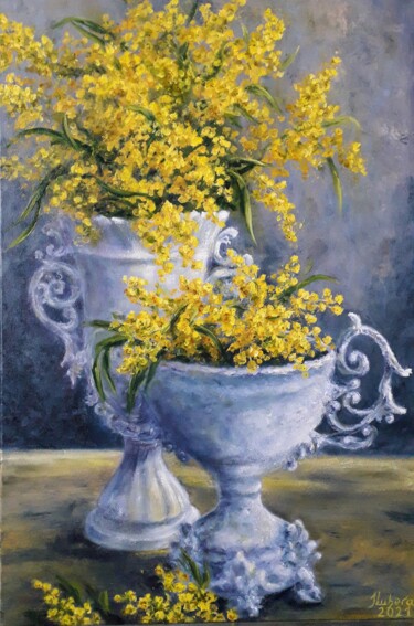 Painting titled "Mimosa" by Iryna Lubera, Original Artwork, Oil