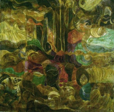 Pintura titulada "The little forest s…" por Olha Fedoruk, Obra de arte original, Témpera
