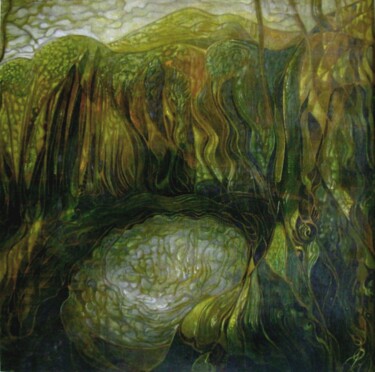 Painting titled "A pond" by Olha Fedoruk, Original Artwork, Acrylic
