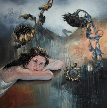 Pittura intitolato "DREAM OF THE PELICAN" da Olga Sarabarina (Olja Sar), Opera d'arte originale, Olio Montato su Telaio per…