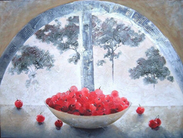 Ζωγραφική με τίτλο "Kirschentraum" από Olga Sarabarina (Olja Sar), Αυθεντικά έργα τέχνης, Ακρυλικό Τοποθετήθηκε στο Ξύλινο φ…
