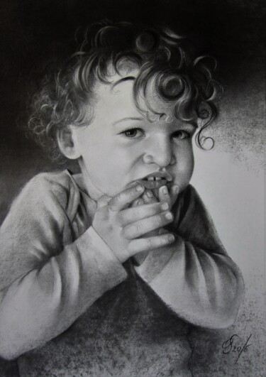 Drawing titled "Portrait in Graphit…" by Olga Sarabarina (Olja Sar), Original Artwork, Charcoal