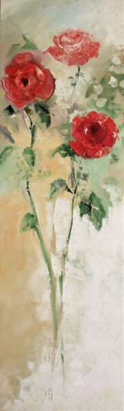 Schilderij getiteld "Rote Rosen" door Olga Sarabarina (Olja Sar), Origineel Kunstwerk, Olie