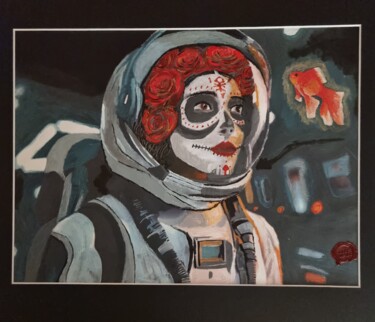 Painting titled "Space Girl" by Olke, Original Artwork, Acrylic