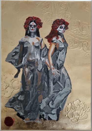 Painting titled "Sisters" by Olke, Original Artwork, Acrylic