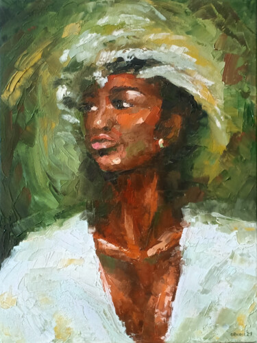 Painting titled "PRETTY WOMAN - mode…" by Olkosi, Original Artwork, Oil Mounted on Wood Stretcher frame