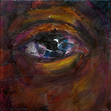 Painting titled "The Eye Into Soul -…" by Olkosi, Original Artwork, Oil Mounted on Wood Stretcher frame