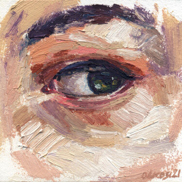 Painting titled "TINY EYE PAINTING 0…" by Olkosi, Original Artwork, Oil