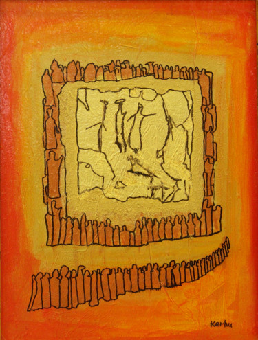 Peinture intitulée "Line to the Stone b…" par Olli J. Karhu, Œuvre d'art originale, Huile