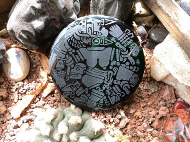 Estampas & grabados titulada "Mexica Divinity Moo…" por Ollinmexica-Obsidienne, Obra de arte original, Piedra