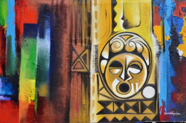 Картина под названием "African Gambian Mas…" - Olumide Egunlae, Подлинное произведение искусства, Акрил