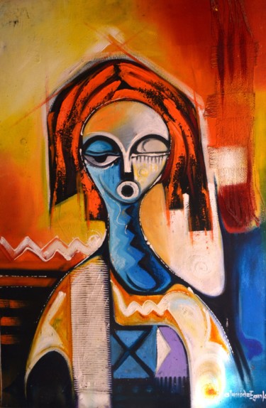 Pittura intitolato "my grandmother  #ar…" da Olumide Egunlae, Opera d'arte originale, Olio