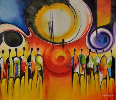 Painting titled "Initiation" by Olumide Egunlae, Original Artwork, Oil