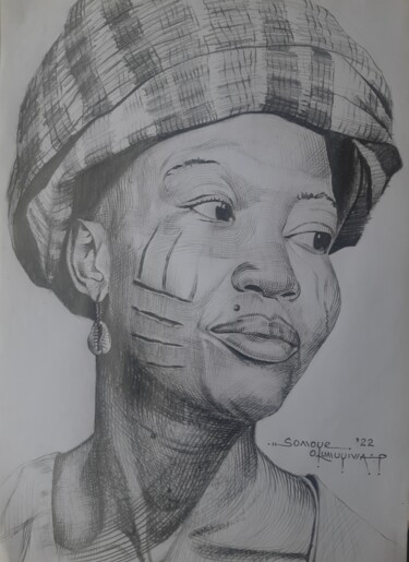 Desenho intitulada "ÀMÌ ÌDÁNIMÒ (MY IDE…" por Olumuyiwa Paul Somoye, Obras de arte originais, Lápis Montado em Armação em ma…
