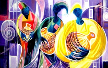 Malerei mit dem Titel "Sekere" von International Gallery Creative Arts Olusola David, Ayibiowu, Original-Kunstwerk, Öl