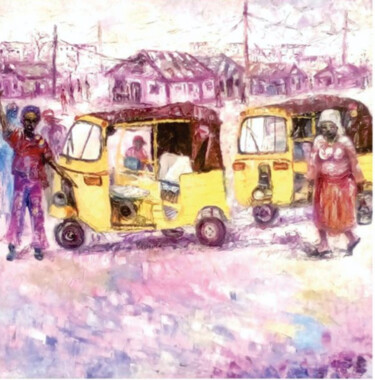 Painting titled "Keke Napep" by International Gallery Creative Arts Olusola David, Ayibiowu, Original Artwork, Oil