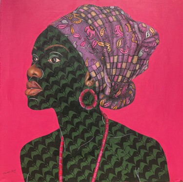 Malerei mit dem Titel "Gèlè 3" von Oluwafemi Afolabi, Original-Kunstwerk, Acryl