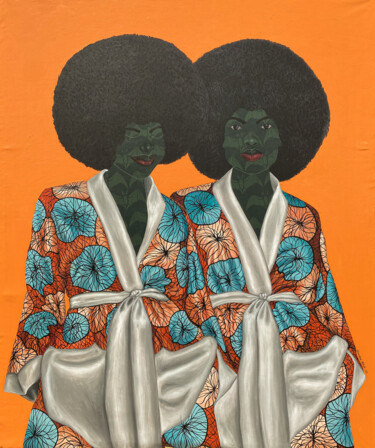 Schilderij getiteld "Difference" door Oluwafemi Afolabi, Origineel Kunstwerk, Acryl