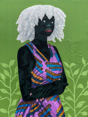 Painting titled "Àjoké Skeptic" by Oluwafemi Afolabi, Original Artwork, Acrylic