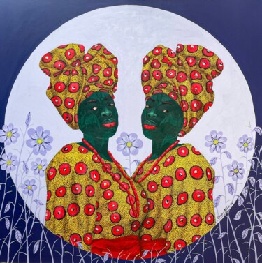 Painting titled "Sister in yellow 2" by Oluwafemi Afolabi, Original Artwork, Acrylic