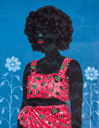 Schilderij getiteld "Deborah" door Oluwafemi Afolabi, Origineel Kunstwerk, Acryl