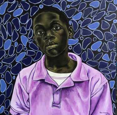 Ζωγραφική με τίτλο "Purple shirt" από Oluwafemi Akanmu, Αυθεντικά έργα τέχνης, Ακρυλικό