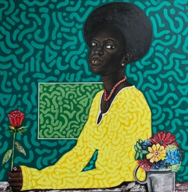 Malerei mit dem Titel "Femininity" von Oluwafemi Akanmu, Original-Kunstwerk, Acryl