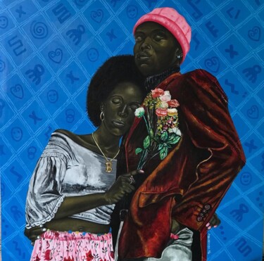 Peinture intitulée "Bond" par Oluwafemi Akanmu, Œuvre d'art originale, Acrylique