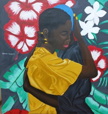 Painting titled "Hold me close in th…" by Oluwapelumi Olaosun, Original Artwork, Acrylic