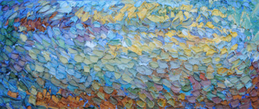 SILVER RIVER - Modern Abstract Painting, Vibrant Landscape Painting titled "SILVER RIVER - Mode…" by Ольга Бежина, Original Art, Oil Mounted on Stretcher frame