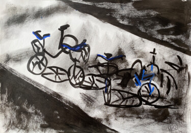 Drawing titled "Вike ride" by Olya Borisova, Original Artwork, Acrylic