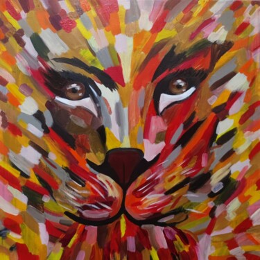 Painting titled "Lioness" by Olya Enina, Original Artwork, Oil