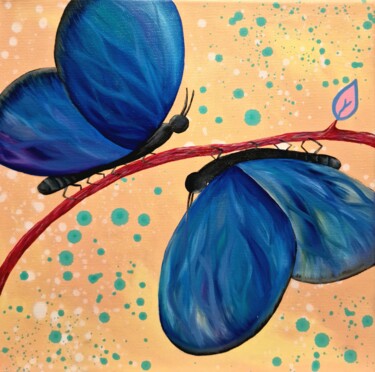 Картина под названием "Butterflies. Stunni…" - Olya Enina, Подлинное произведение искусства, Масло Установлен на Деревянная…