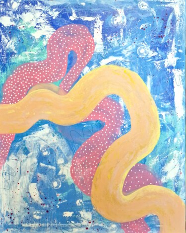 Pintura titulada "Flow. Colorful abst…" por Olya Enina, Obra de arte original, Acrílico Montado en Bastidor de camilla de ma…