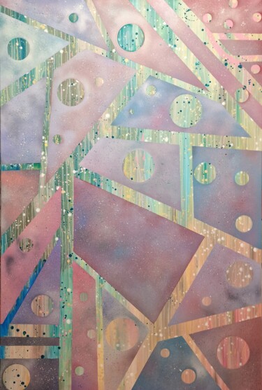 Картина под названием "Lines and circles I…" - Olya Enina, Подлинное произведение искусства, Акрил