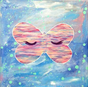 Painting titled "Butterfly" by Olya Enina, Original Artwork, Oil Mounted on Wood Stretcher frame