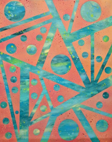 Malarstwo zatytułowany „Lines and circles X” autorstwa Olya Enina, Oryginalna praca, Akryl Zamontowany na Drewniana rama nos…