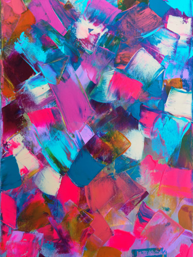 Картина под названием "Pink Boom" - Olya Feofilova, Подлинное произведение искусства, Акрил