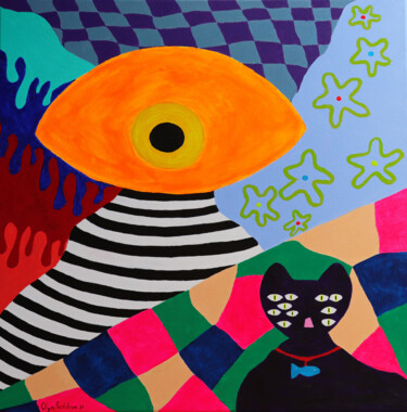 Картина под названием "The orange - eyed l…" - Olya Feofilova, Подлинное произведение искусства, Акрил