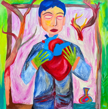 Pintura intitulada "Heart" por Olya Feofilova, Obras de arte originais, Acrílico