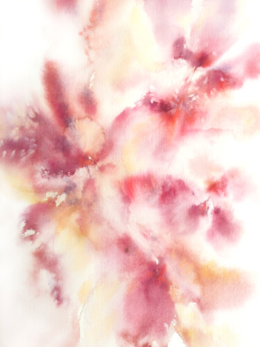 Pintura intitulada "Abstract floral wal…" por Olya Grigorevykh, Obras de arte originais, Aquarela