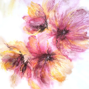 Картина под названием "Floral bouquet pain…" - Olya Grigorevykh, Подлинное произведение искусства, Акварель