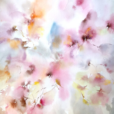 Schilderij getiteld "Delicate loose flow…" door Olya Grigorevykh, Origineel Kunstwerk, Aquarel