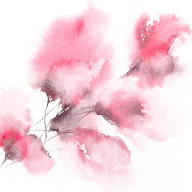 Painting titled "Small pink flower w…" by Olya Grigorevykh, Original Artwork, Watercolor