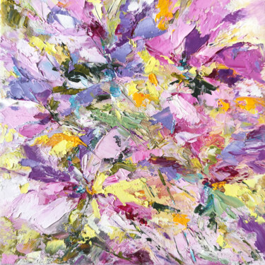Painting titled "Abstract flowers, s…" by Olya Grigorevykh, Original Artwork, Oil