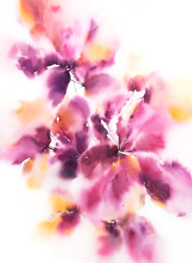제목이 "Purple watercolor a…"인 미술작품 Olya Grigorevykh로, 원작, 수채화