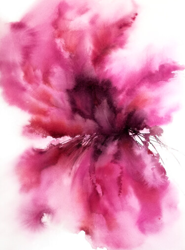 Pintura intitulada "Purple flower, brig…" por Olya Grigorevykh, Obras de arte originais, Aquarela